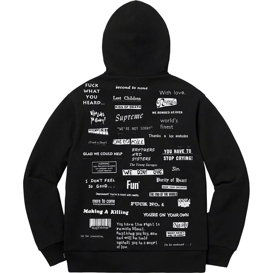 SUPREME Stop Crying Hooded Sweatshirt Black size L (artwork by Weirdo Dave)