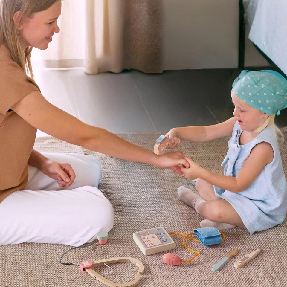 Robud Wooden Kids Pretend Play Emergency Operating Table Medical Center Toy Set - Image 4 of 4