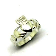 Genuine Solid 9ct 9kt 375 Heavy White Gold Extra Large Irish Claddagh Ring