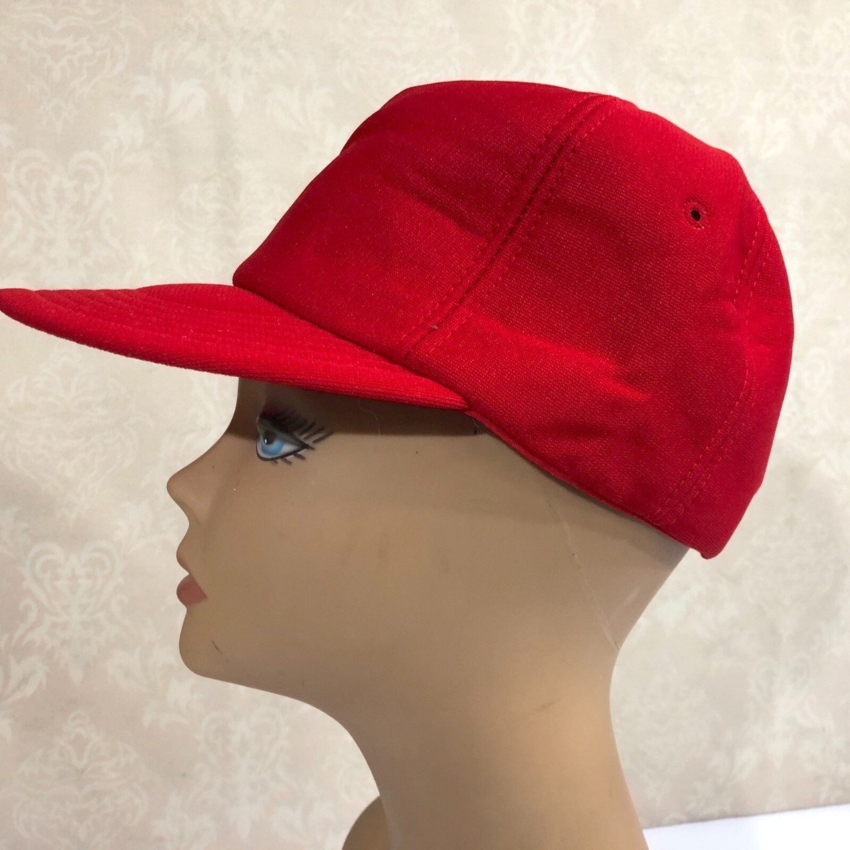 Blank Front Ballcap Red VTG Challenger Made USA Snapback Baseball