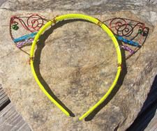 Rainbow Cat Ears Headband - Handmade Wirework Yellow Kitty Ears Costume Cosplay