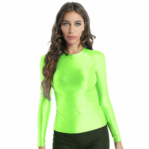 Women Long Sleeves T-Shirt Glossy Leotards Seamless Yoga Top Fitness Workout AU - Picture 76 of 86