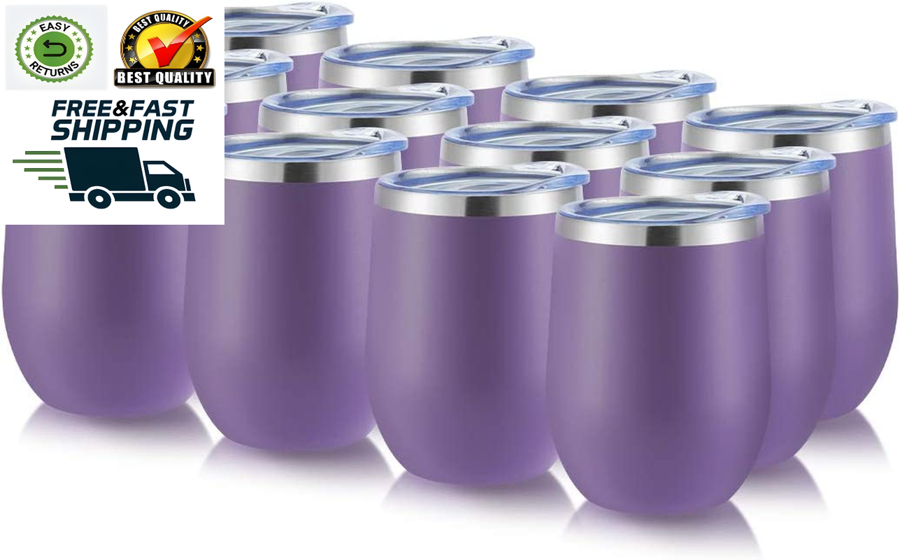 Stainless Steel Wine Tumbler Bulk with Lid, Personalized Insulated
