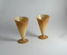 N4966s COPPIA DI COPPETTE CONO GELATO WAFFLE IN VETRO