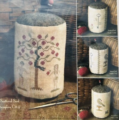 New Scattered Seed Samplers ADAM & EVE PINKEEP DRUM Cross Stitch Pattern Chart