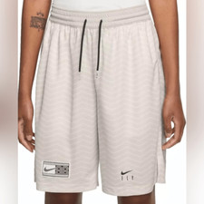 NWT NIKE Fly Women  s Standard Fit Dri Fit Basketball 9  Shorts Cream Chevron - M