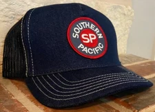 Cap/Hat (Blue denim with mesh) - (SP) Southern Pacific Bullseye -  #11721-  NEW