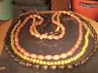 Brown Yellow & Peach 3 Wood Necklace Layered