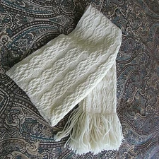 Vintage FIELD MANOR 100% lambswool ivory winter neck Scarf Made In Italy