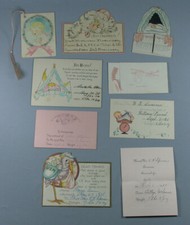 9 Vtg 1920s 1930s Baby Announcement Cards