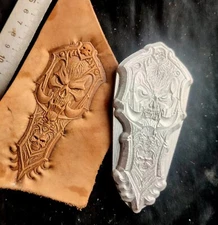 Handcrafted Leather Stamping Mold Skull 3D Crossbones Shield Premium Duralumin