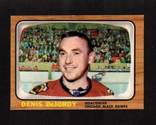 1966-67 DENIS DeJORDY #115 EX-MT Topps Hawks Vezina GOALIE Star NHL Hockey Card