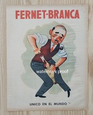 Cartel publicitario Fernet Branca 1950 original vintage arte de pared bar decoración Argentina