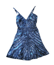 Sherri Hill Dress Women's XS Blue Sequin Beaded Mini Prom Homecoming Evening
