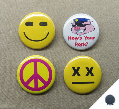 Randall Flagg 4 1.25'' Magnets How s Your Pork, Yellow Face, X Face, Peace Stand