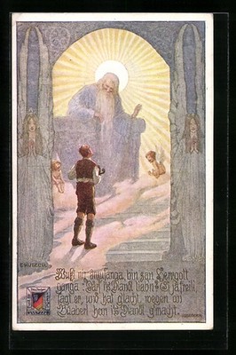 Künstler-AK Ernst Kutzer: Der Herrgott stellt sich vor 