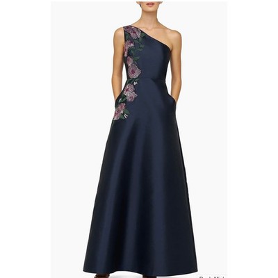 Kay Unger Giada Beaded One-Shoulder Gown - Size 2