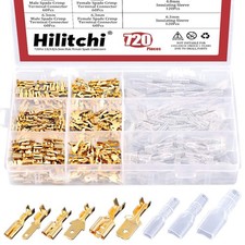 720Pcs Gold Quick Splice Male and Female Wire Spade Connector Wire Crimp Term...
