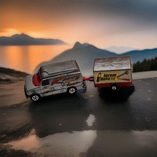 Majorette 1/63 300 Series Ford Econoline 270/271 + Racing Team Trailer New 