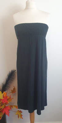 ADINI Ladies Large Black Sleeveless Bandeau Midi Dress Summer Holiday