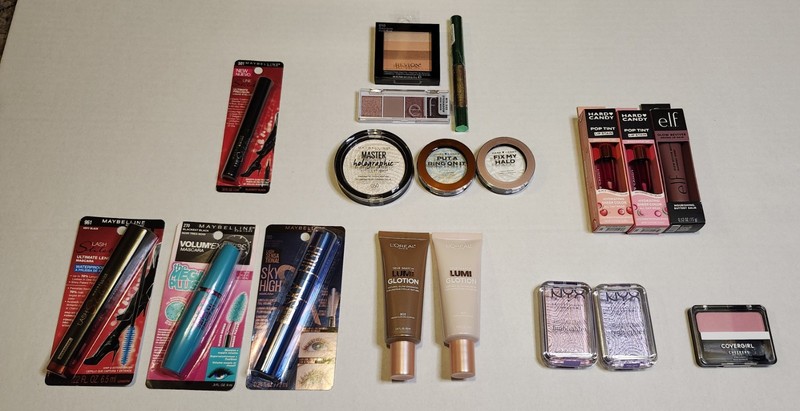 Lot of 18 Makeup Cosmetics Assorted Items New.  NYX Maybelline  L'Oréal e.l.f.