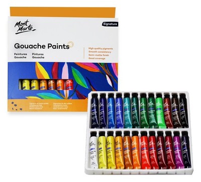 Gouache Farben Set 24 x 12 ml - Glänzende Deckkraft