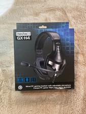 Enhance Stereo Gaming Headset With Microphone Earphones Adjustable Black Cushion