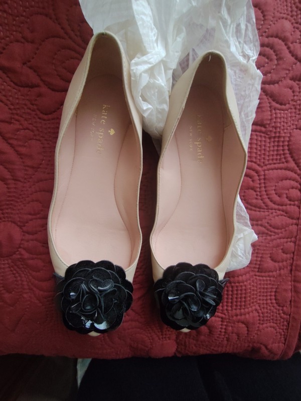 Kate Spade 5 Blush Multi Leather Flower Flats Nice!