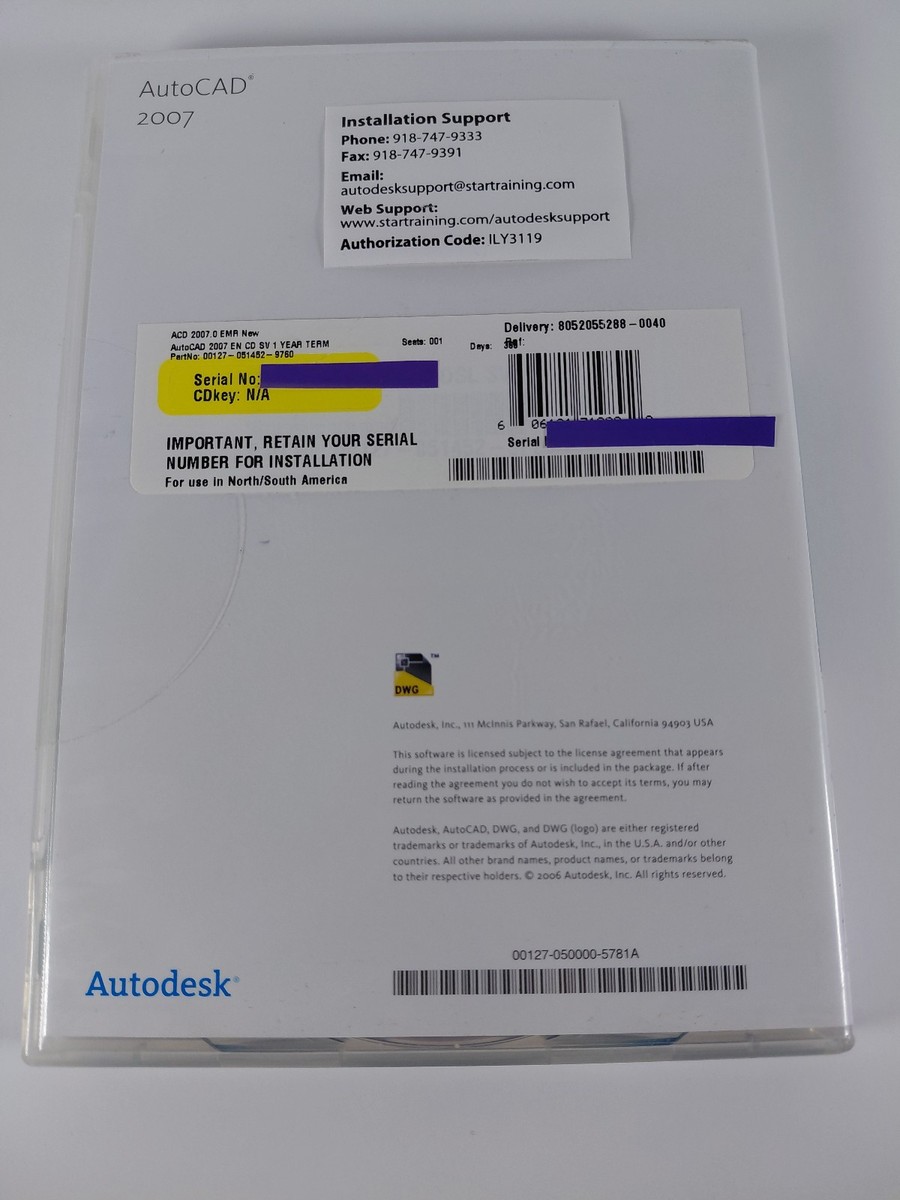 Autodesk AutoCAD 2007 Student Version w/ Serial Number Windows CD