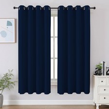 CUCRAF Navy Blue Blackout Curtains 54" L, Set of 2 Panels Room Darkening Grommet