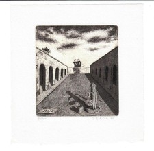 exlibris SURREALIST LANDSCAPE & BOATH BY JNDRICH PILECEK