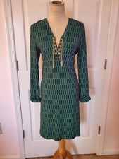 MICHAEL by Michael Kors Women's Green/Navy Long Sleeve Dress (Size M)