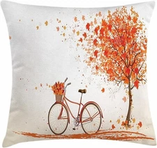 Rustic Floral Bicycle Flowers Pillow Covers 16"x16" 2 PC Set Home Decor