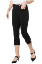 Nina Leonard Women's Millennium Crop Pant w/ Crystal Button Black