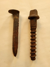 Vintage Railroad POLAND Screw 7" and USA Spike 6 1/2"   Set of 2
