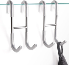 2 Pack Shower Door Hooks Stainless Steel Frameless Glass Towel Hook Silver
