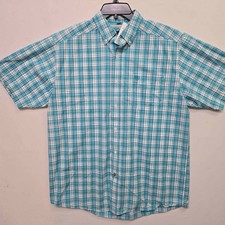 Ariat Pro Series Men  s Short Sleeve Plaid Button-Down Shirt   Blue/White