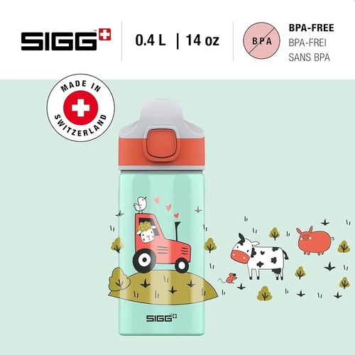 SIGG - Borraccia in alluminio per bambini, cannuccia, a prova di perdite, leggera - trattore agricolo - Foto 2 di 5