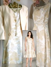 Joanna Hope Jacques Vert Cream Wedding evening Jacquard Skater dress Jacket 22