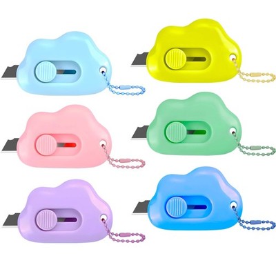 Muclip Cloud Shaped Retractable Box Cutter Set - 6 Pack with Key 6 Color 