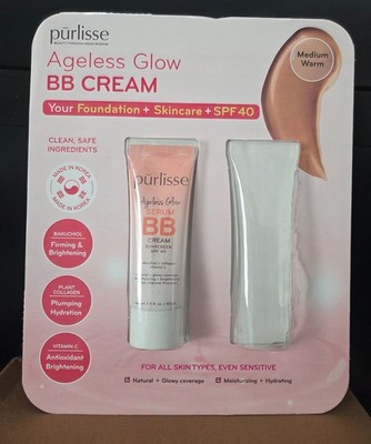 Purlisse Ageless Glow Serum BB Cream with SPF 40, Light Medium 1.4 oz With Box