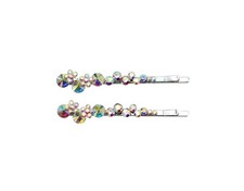 2 PCS AB Premium Rhinestone Crystal Floral Hair Clips Pins Styling Women Decor