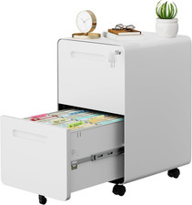 2 Drawer File Cabinet with Lock and 4 Keys, Mobile Metal Filing Cabinet, File Ca