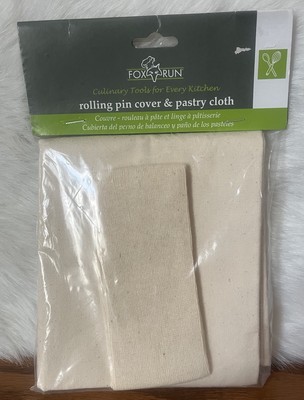 Fox Run Pastry Cloth with Rolling Pin Cover Cotton