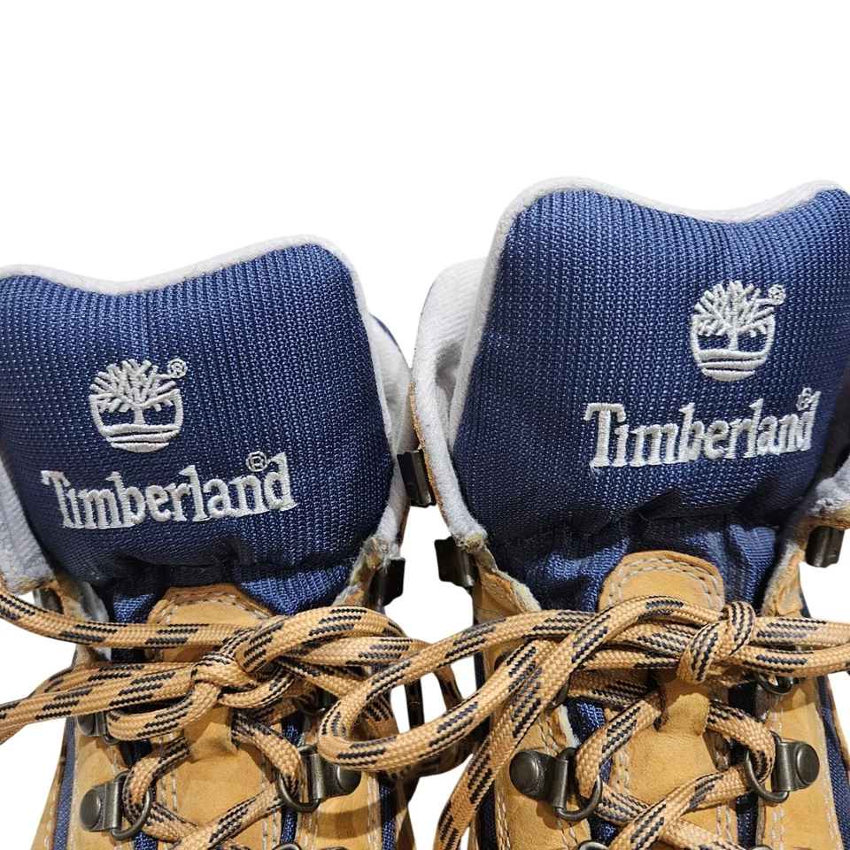Botas de Senderismo Timberland Para Hombres 9M Cuero Tostado y Azul/Nylon con Logo Bordado y Foto 4 de 4