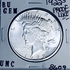 1922 S BU GEM PEACE SILVER DOLLAR UNC MS+ GENUINE U.S. MINT RARE COIN 8609