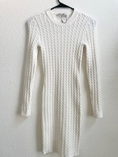 ALICE + OLIVIA Yuna Cable-Knit Mini Dress Ivory Size XS