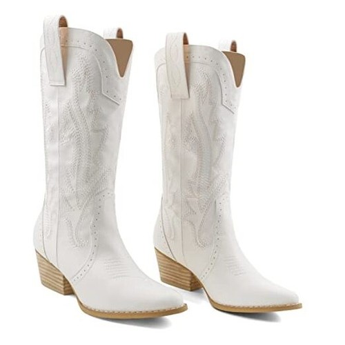 Women Mid-calf Cowboy Boots Pointy Toe Boot Embroidered Western Cowgirl Boots