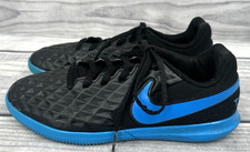 NIKE TIEMPO LEGEND 8 FIRM GROUND INDOOR SOCCER SHOES Youth Size 4 BLACK / BLUE