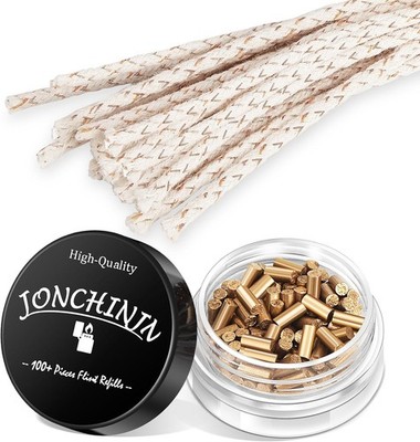 Lighter Flints 100+ Pcs and Cotton Wicks 20 Pcs, Premium Lighter Repair Kit, Com